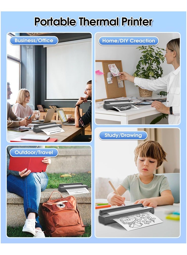 X9 Portable Thermal Printer, High-definition Printer that Supports A4 Thermal Paper, Thermal Paper Roll with Bracket, 200DPI Inkless Mobile Travel Printers for Car School Office, Mini Bluetooth Printer for Connecting Computers, iOS Phones and Android. - Image 4