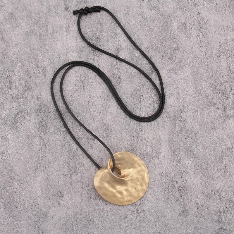 JAOYU Hippie Necklace for Women Boho Pendant Vintage Leather Long Necklace Chunky Adjustable Gold Circle Statement Jewelry - Image 4