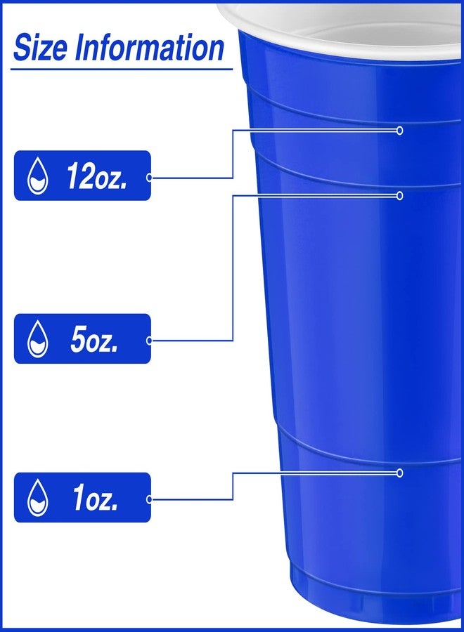 Lounsweer 100 Pack 16 Ounce Plastic Party Cups Heavy Duty Drinking Water Cups for Valentine Carnival St. Patrick's Day Holiday Festival Wedding Birthday Party Supplies(Blue) - Image 2