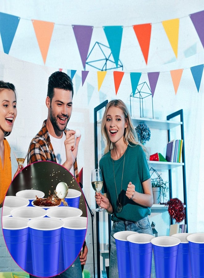 Lounsweer 100 Pack 16 Ounce Plastic Party Cups Heavy Duty Drinking Water Cups for Valentine Carnival St. Patrick's Day Holiday Festival Wedding Birthday Party Supplies(Blue) - Image 4