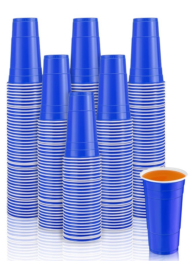 Lounsweer 100 Pack 16 Ounce Plastic Party Cups Heavy Duty Drinking Water Cups for Valentine Carnival St. Patrick's Day Holiday Festival Wedding Birthday Party Supplies(Blue) - Image 1