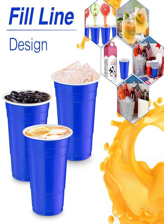Lounsweer 100 Pack 16 Ounce Plastic Party Cups Heavy Duty Drinking Water Cups for Valentine Carnival St. Patrick's Day Holiday Festival Wedding Birthday Party Supplies(Blue) - Image 3