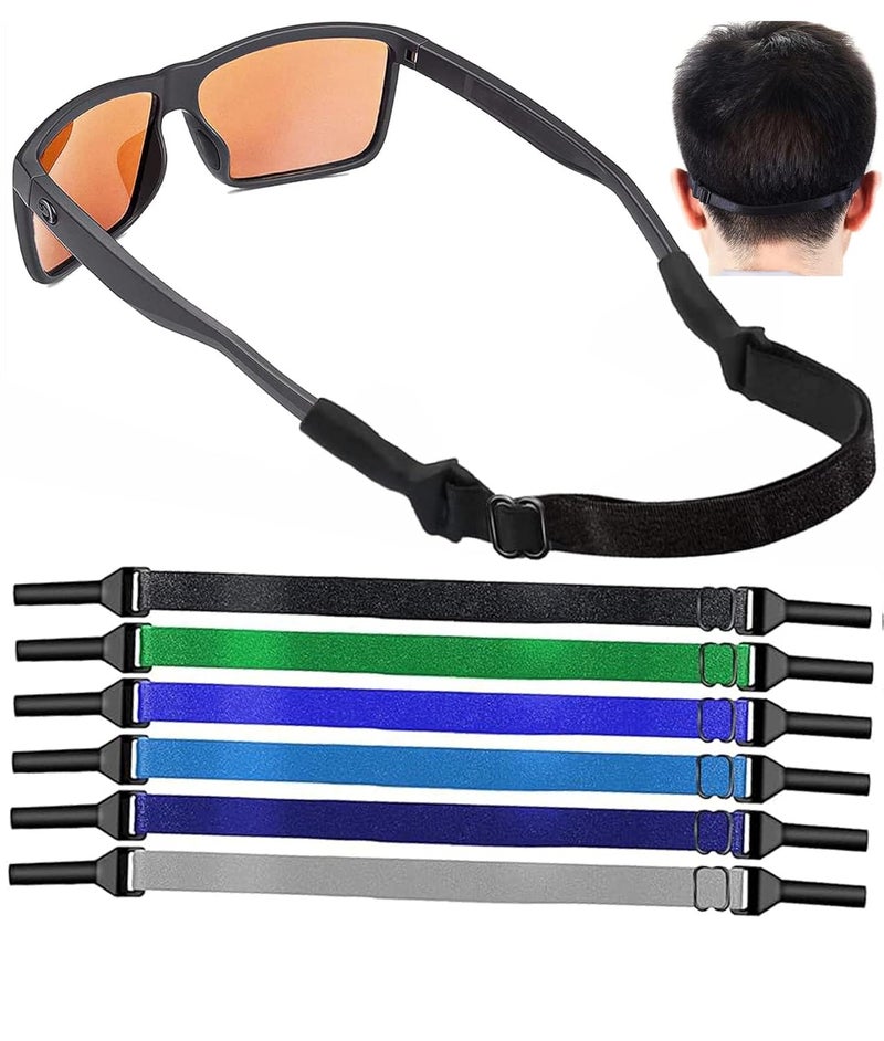 ROSSINI أحزمة نظارات قابلة للتعديل ROCF ROSSINI - 6 قطع حبل مرن بدون ذيل لحماية النظارات الشمسية والنظارات للرجال والنساء والأطفال - Image 1