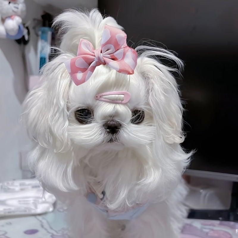 10 Pack Green Dog Hair Clips Mesh Bow Flower Set For Small Long Haired Dogs Grooming - Image 3