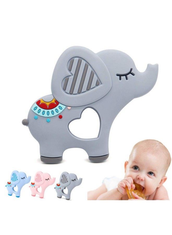 iSweven Teethers For Babies ; Bpa Free Silicone Soft Baby Toys ; Elephant Shaped Baby Gum Molar Chew Toy Relive Long Tooth Pain ; Toodle Teething Pacifier (3 12 Months Grey) - Image 2