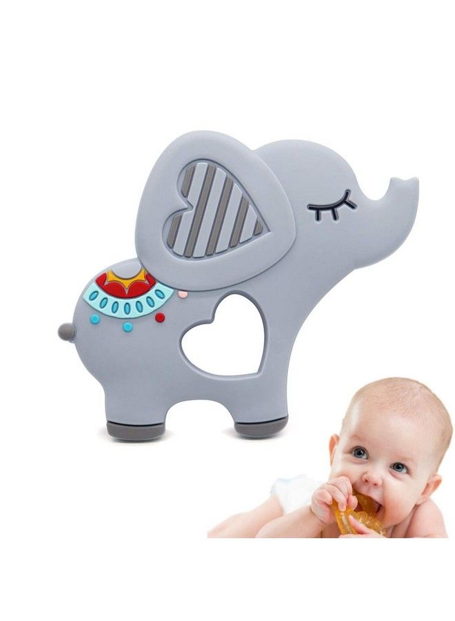 iSweven Teethers For Babies ; Bpa Free Silicone Soft Baby Toys ; Elephant Shaped Baby Gum Molar Chew Toy Relive Long Tooth Pain ; Toodle Teething Pacifier (3 12 Months Grey) - Image 5