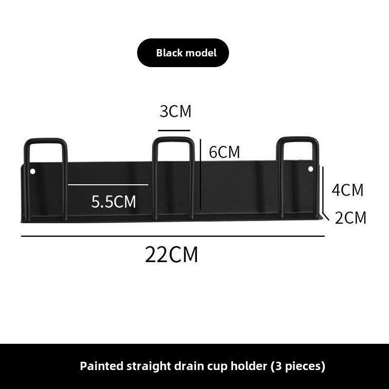Cross-border Punch-free Cup Storage Rack Wrought Iron Wall-mounted Cup Storage Rack Wall Draining Glass Cup Rack(Black cup holder) - Image 1