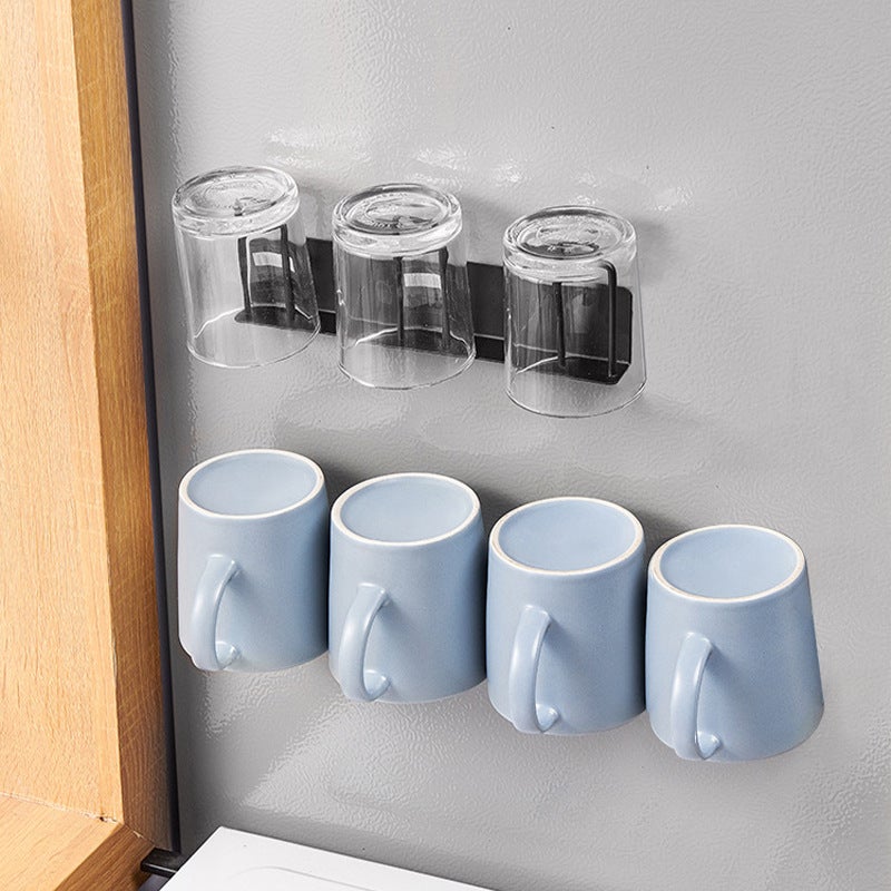 Cross-border Punch-free Cup Storage Rack Wrought Iron Wall-mounted Cup Storage Rack Wall Draining Glass Cup Rack(Black cup holder) - Image 5