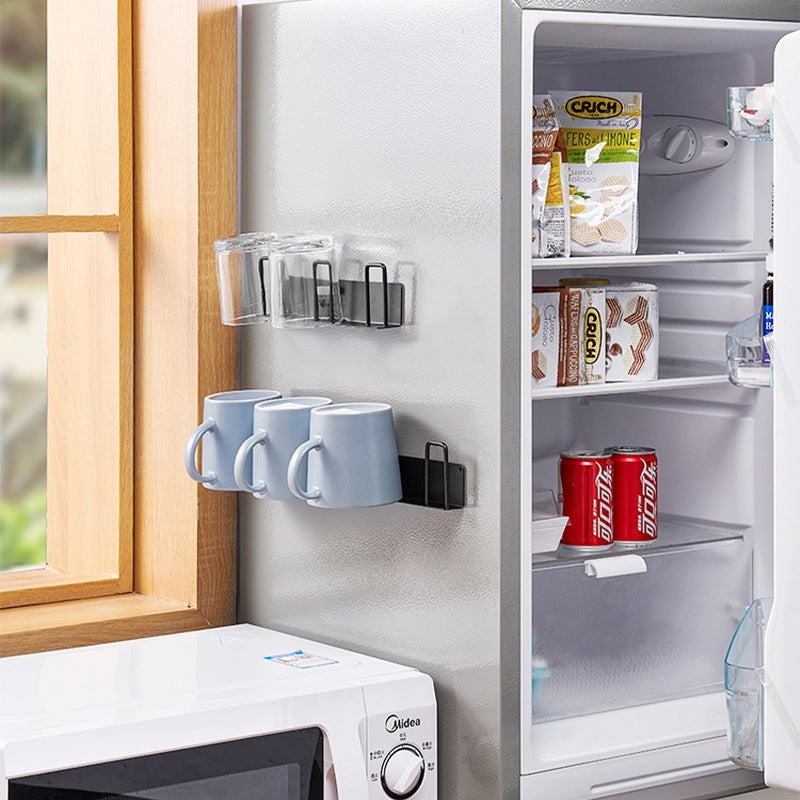Cross-border Punch-free Cup Storage Rack Wrought Iron Wall-mounted Cup Storage Rack Wall Draining Glass Cup Rack(Black cup holder) - Image 2