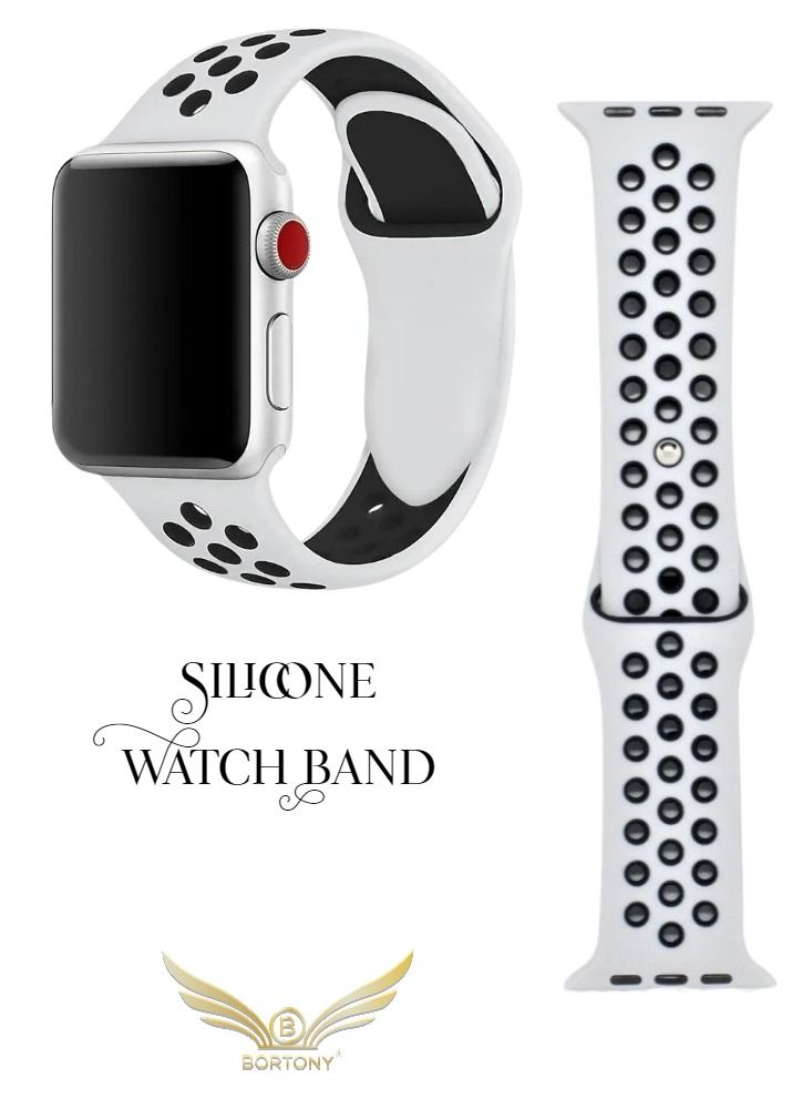 BORTONY Universal 42/44/45mm Silicone Replacement Watch Strap For Apple Series 7/6/5 - Image 1