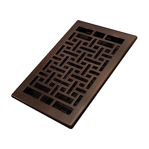 Decor Grates AJH610-RB Oriental Floor Register, 6 x 10 Inches, Rubbed Bronze Finish - Image 1