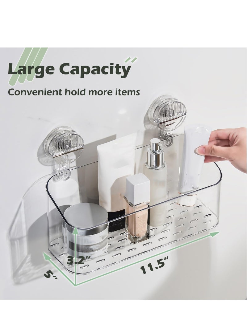 SYOSI منظم دش شفَّاف مع أكواب شفط، رفوف دش مثبتة على الحائط بدون حفر، خزانة تخزين للدش (سلة شفَّافة) - Image 5