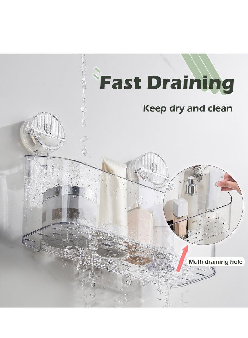 SYOSI منظم دش شفَّاف مع أكواب شفط، رفوف دش مثبتة على الحائط بدون حفر، خزانة تخزين للدش (سلة شفَّافة) - Image 4