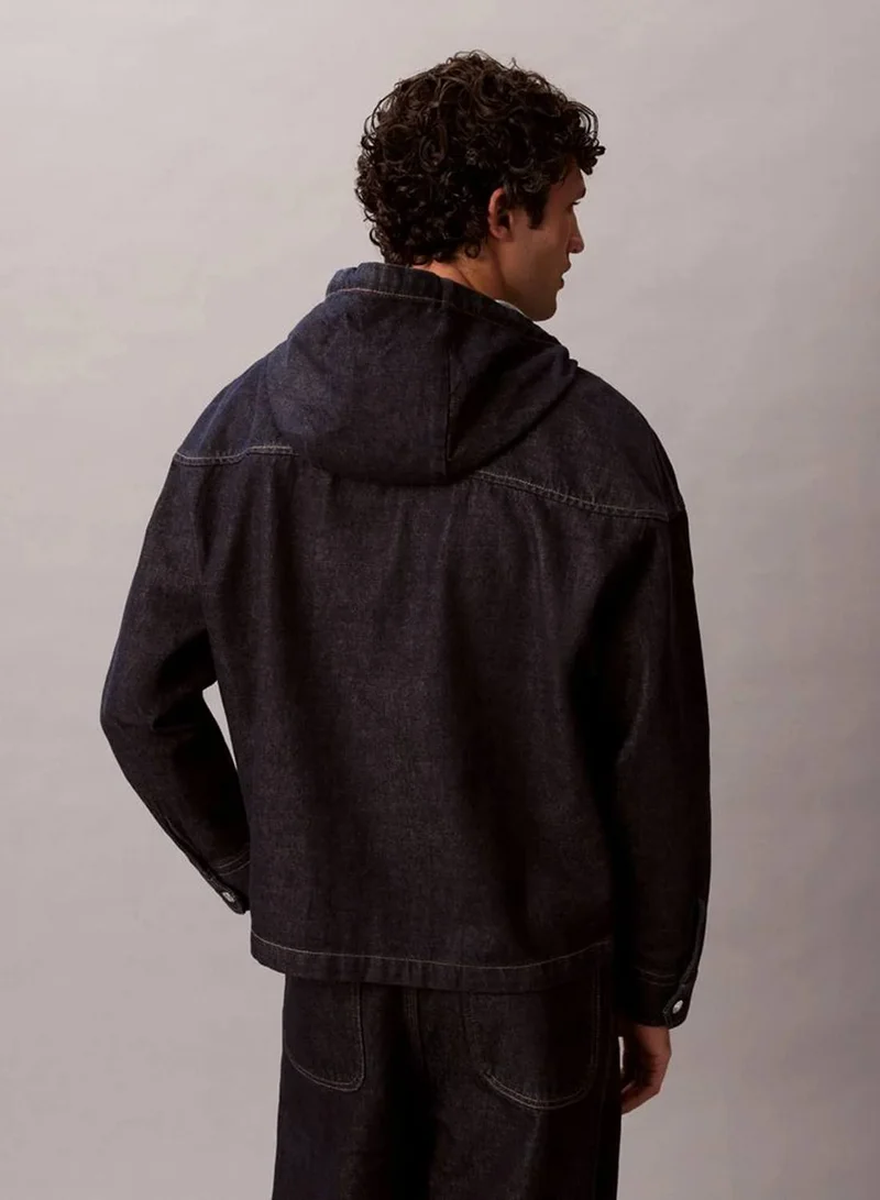 Calvin Klein Jeans CK RAW RINSE Denim Zip Relaxed Hoodie for Men | Best Price UAE