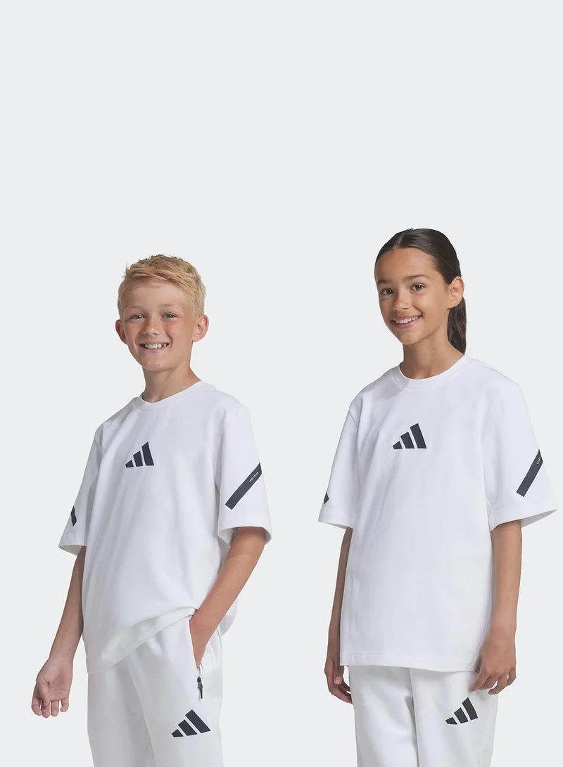 adidas تي شيرت تدريب أبيض جي زن للأطفال من - سنوات