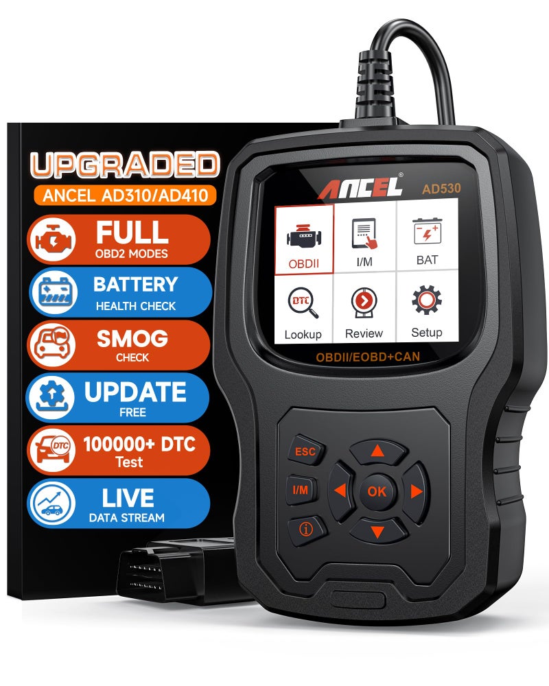 Ancel (Upgraded AD310) ANCEL AD530 Car Diagnostic Scan Tool, Vehicle OBD2 Scanner Code Reader, Check Engine Light, Smog Emission Test, O2 Sensor Test, EVAP and Upgraded Graphing Battery Status - Image 1