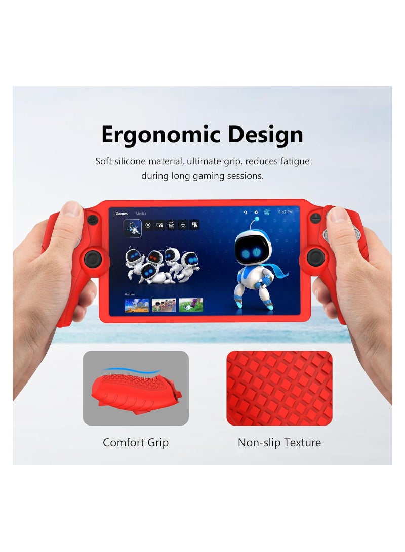 Excefore Protective Case for Playstation Portal, Silicone Case Cover Protector All-Around Protection and Non-Slip Thumb Grips Accessories for Playstation Remote Player Playstation Portal Case (Red) - Image 2