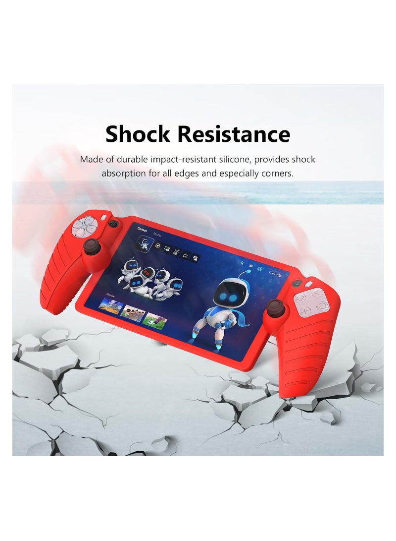 Excefore Protective Case for Playstation Portal, Silicone Case Cover Protector All-Around Protection and Non-Slip Thumb Grips Accessories for Playstation Remote Player Playstation Portal Case (Red) - Image 4