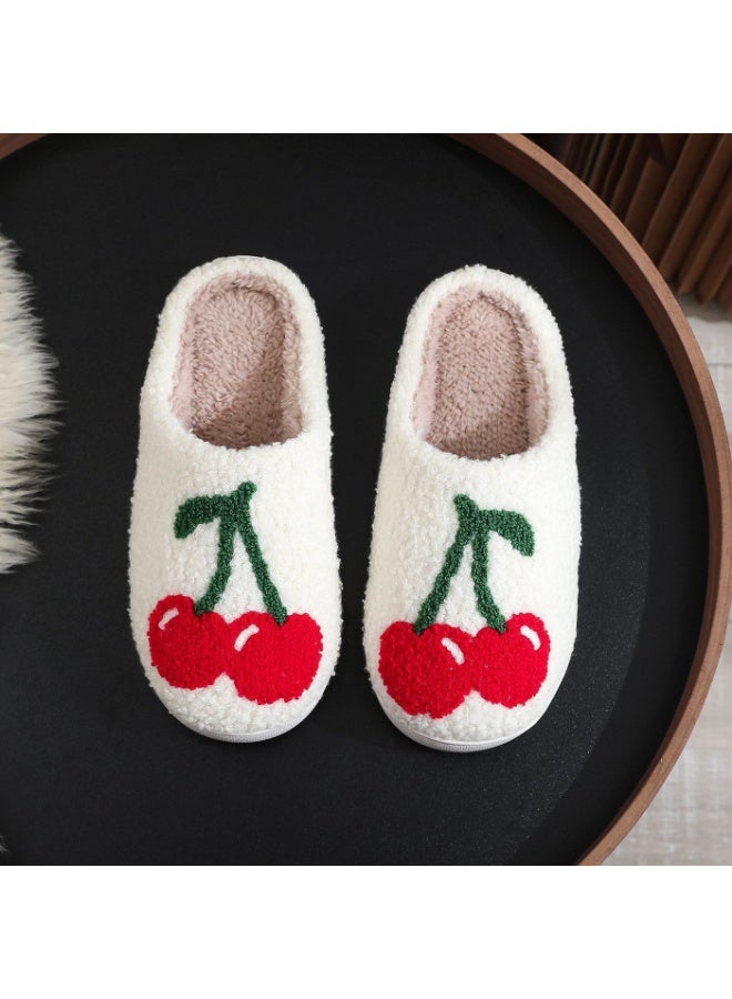 إسكدنيا الصفحة الرئيسية حذاء للنساء الرجال، شكل الكرز الشتاء حذاء بلش مع رغوة الذاكرة، الناعمة الناعمة الدافئة انزلاق على حذاء المنزل، مضادة للانزلاق مريحة بلش حذاء زوجين دافئة للداخل والحذاء في الهواء الطلق - Image 2