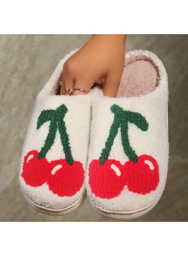 إسكدنيا الصفحة الرئيسية حذاء للنساء الرجال، شكل الكرز الشتاء حذاء بلش مع رغوة الذاكرة، الناعمة الناعمة الدافئة انزلاق على حذاء المنزل، مضادة للانزلاق مريحة بلش حذاء زوجين دافئة للداخل والحذاء في الهواء الطلق - Image 1