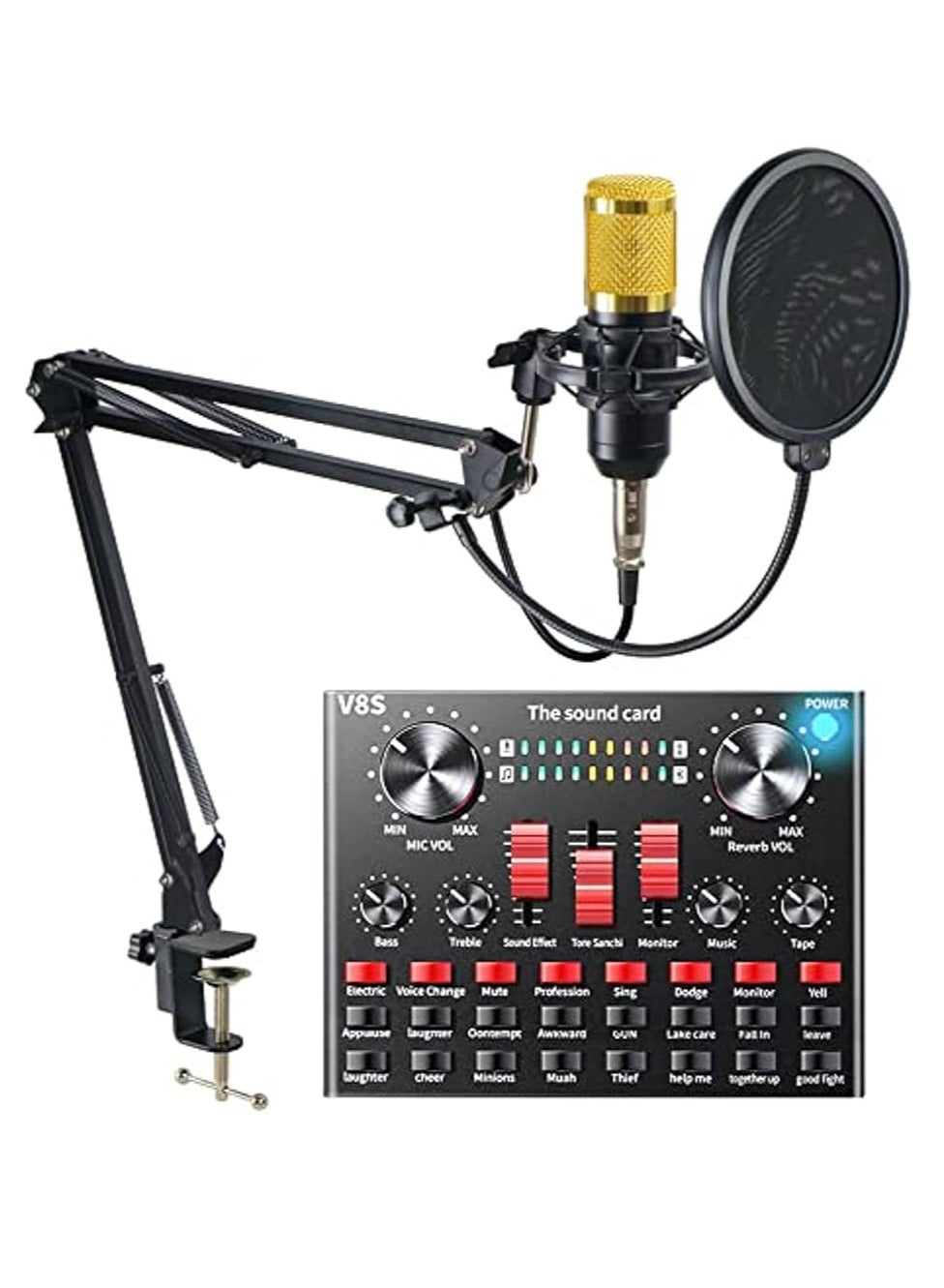 في 8 إس V8s Professional Condenser Microphone With V8s Live Sound Card And Studio Recording