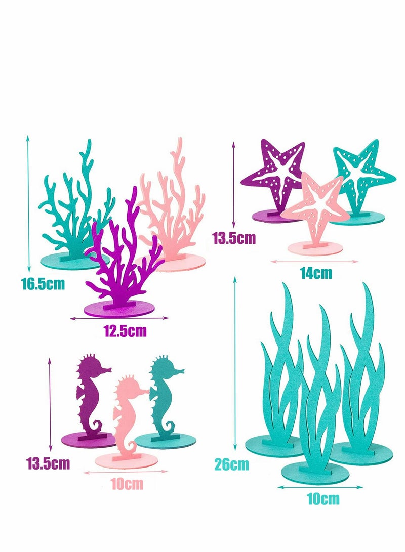 كاست ويف Mermaid Birthday Decorations Felt Table Centerpiece, 24Pcs Under the Sea Party Decorations Supplies for Ocean Theme Little Mermaid Birthday Party Baby Shower - Image 3