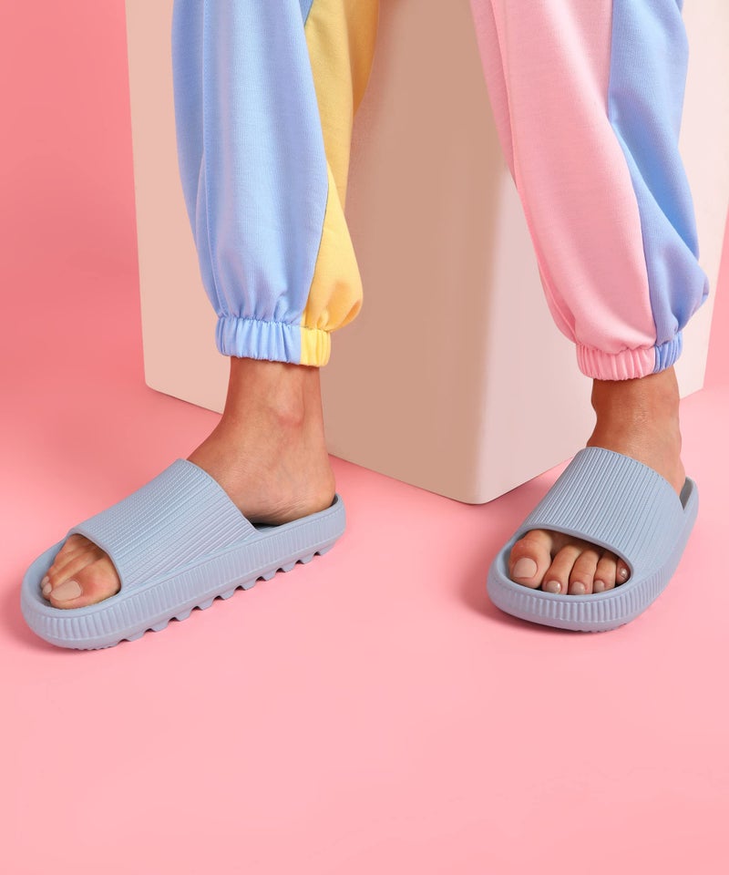 Aqualite NEO-354 Women's Slides Slippers | Slip-On Comfort Flat Base Flipflop Anti-Skid, Lightweight & Easy to Wear | Casual Home & Outdoor Sandals for Women Blue - Image 4