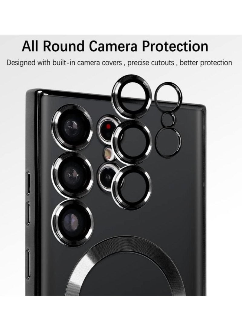 Magnetic Clear Case for Samsung Galaxy S23 Ultra with Camera Lens Protector Magsafe Compatible Electroplated Soft TPU Shockproof Anti-Scratch Phone Case - Image 2