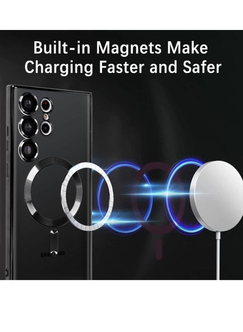 Magnetic Clear Case for Samsung Galaxy S23 Ultra with Camera Lens Protector Magsafe Compatible Electroplated Soft TPU Shockproof Anti-Scratch Phone Case - Image 4
