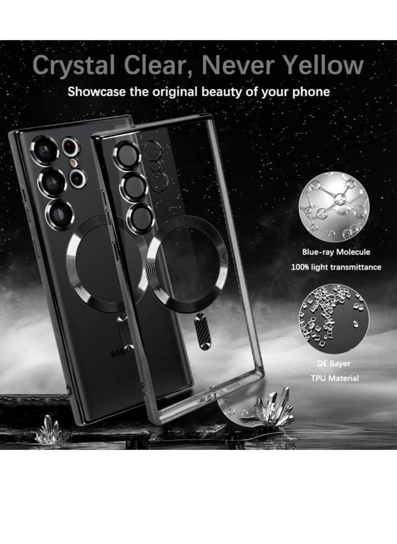Magnetic Clear Case for Samsung Galaxy S23 Ultra with Camera Lens Protector Magsafe Compatible Electroplated Soft TPU Shockproof Anti-Scratch Phone Case - Image 3