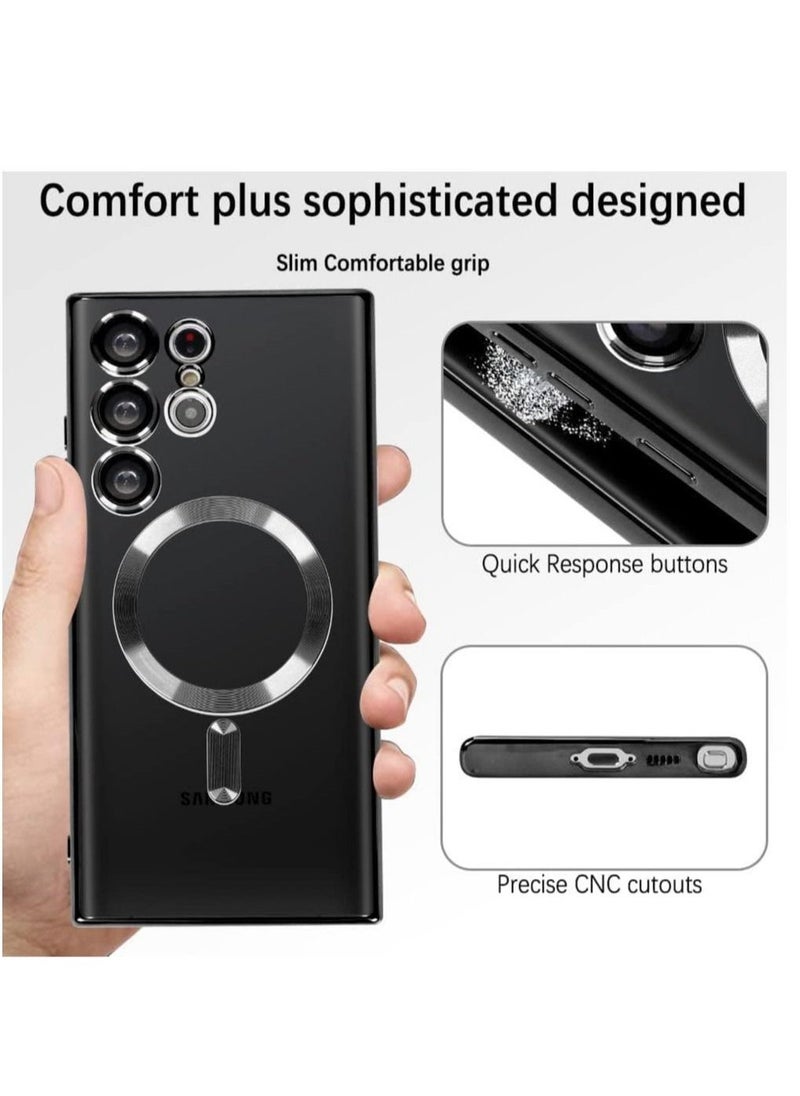 Magnetic Clear Case for Samsung Galaxy S23 Ultra with Camera Lens Protector Magsafe Compatible Electroplated Soft TPU Shockproof Anti-Scratch Phone Case - Image 5
