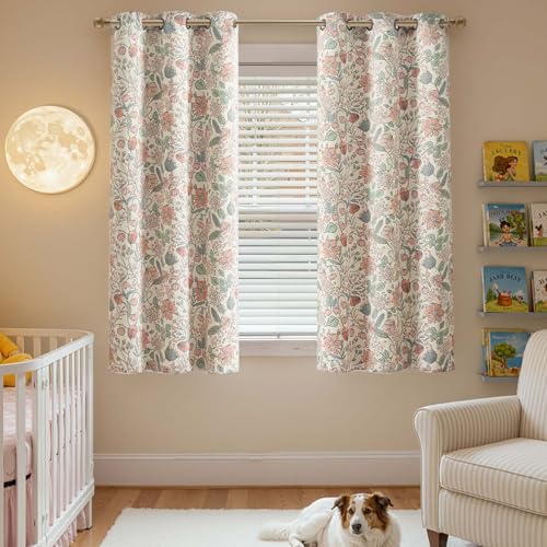 jinchan Pink Floral Blackout Curtains for Bedroom Living Room Cottagecore Botanical Farmhouse Room Darkening Drapes for Nursery Kids Room Vintage NatureInspired Window Curtains 63 Inch 2 Panels - Image 3