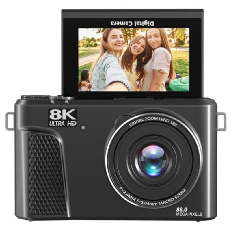 Travel and vlogging 8K camera with 18X zoom, auto focus, 3-inch screen, mirrorless design, dual battery, black aluminum alloy body - Image 5
