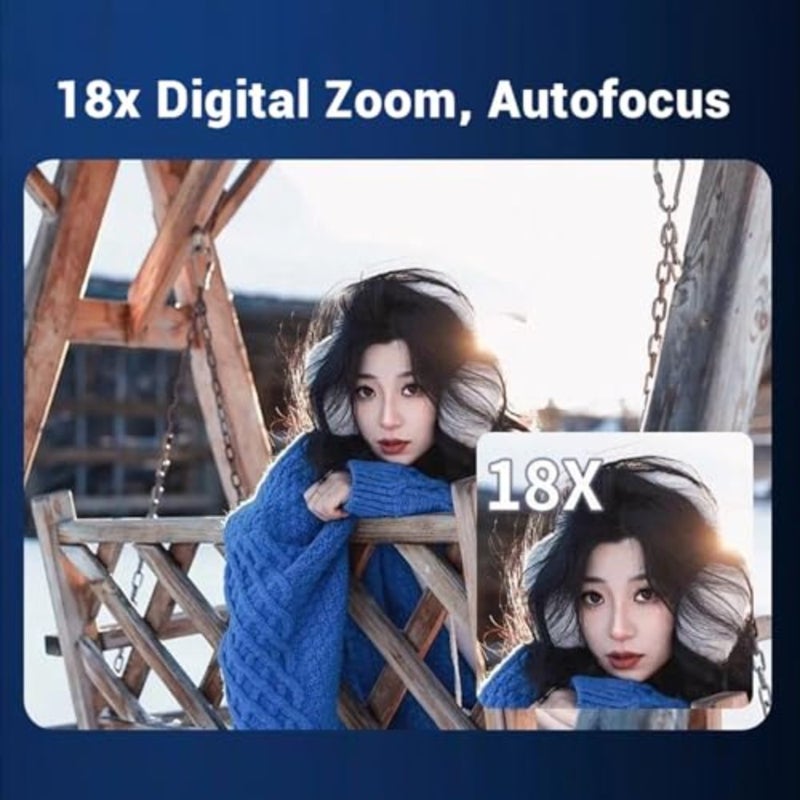 Travel and vlogging 8K camera with 18X zoom, auto focus, 3-inch screen, mirrorless design, dual battery, black aluminum alloy body - Image 2