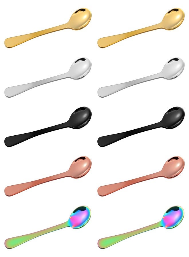 Bremorou 10 Pcs Small Spoons Mini Tiny Spoon Stainless Steel Spoons For Spices Jars Demitasse Espresso Cute Little Bistro Small For Spices, Salt, Sugar, Pepper, Honey, Asanta Fun Little - Image 1