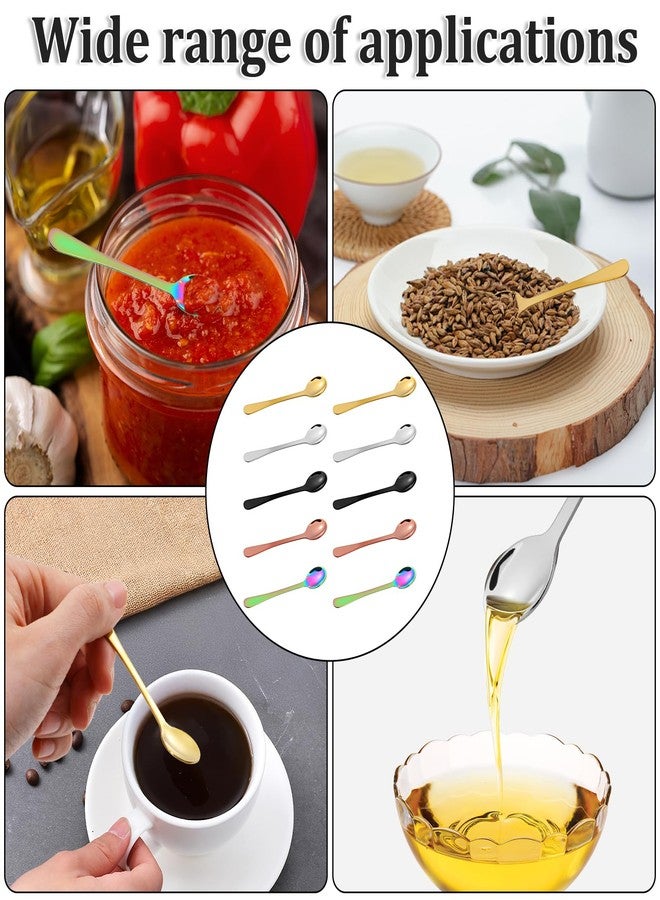Bremorou 10 Pcs Small Spoons Mini Tiny Spoon Stainless Steel Spoons For Spices Jars Demitasse Espresso Cute Little Bistro Small For Spices, Salt, Sugar, Pepper, Honey, Asanta Fun Little - Image 5