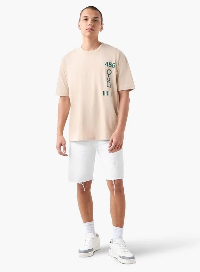 Splash FAV Squid Game Print T-shirt with Crew Neck and Short Sleeves