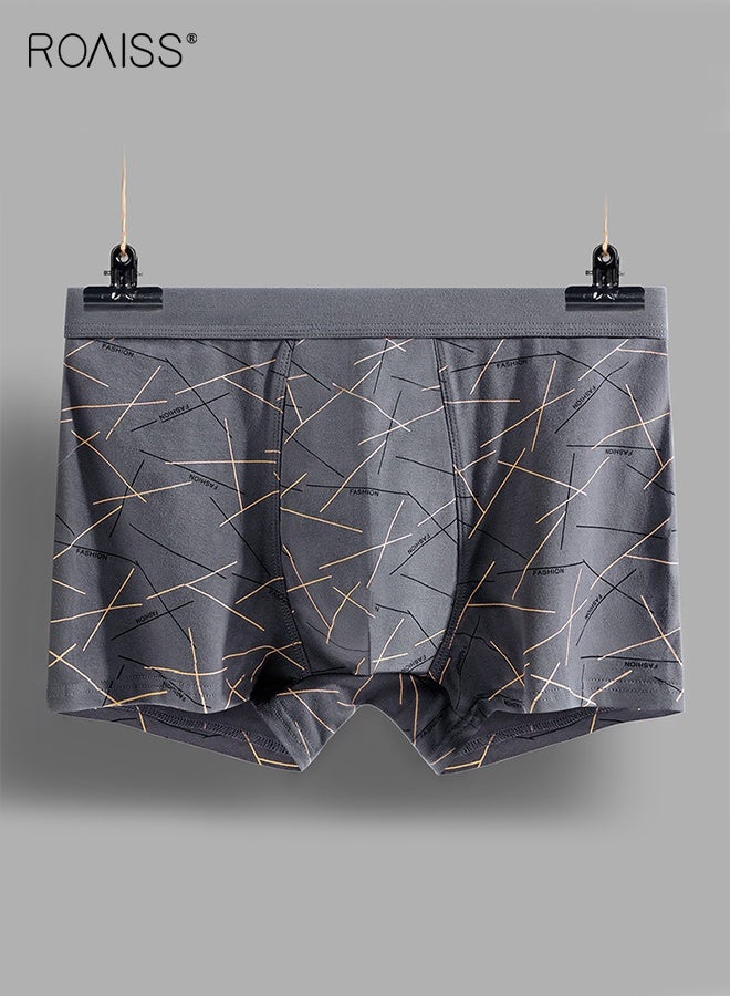 roaiss 4 PCS Antibacterial Boxer Shorts Men Cotton Mens Underwear Shorts Mid-Rise Printed Breathable Non-marking Boxer Briefs Comfortable Skin-Friendly Not Stuffy  - Image 1