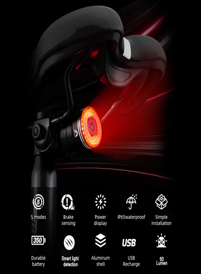 YSANAM Bicyle Tailight IP65 Water-resistant Rear Bike Light Bike Pipe Under Bike Saddle Light Cycling Safety Warning Light - Image 4