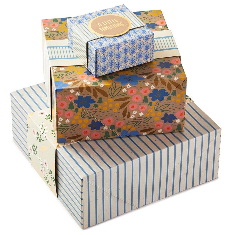 Hallmark Gift Boxes 3Pack Assorted Sizes Flowers and Stripes for Birthdays Bridal Showers Mothers Day Best Friends Gifts for Her Wrapped Treats and Cookies - Image 1