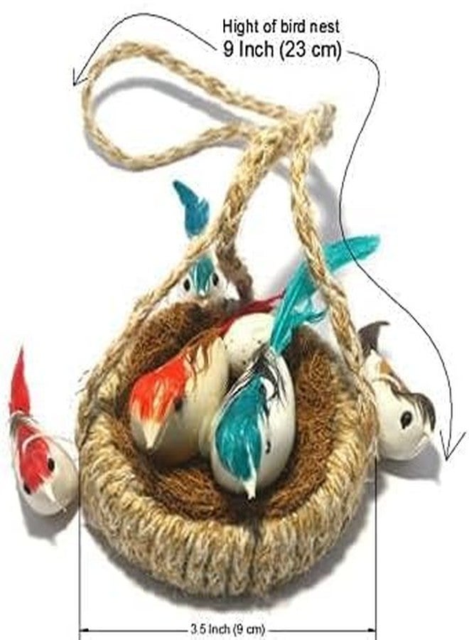 YOOKO® (2 Set of Nest with 5 Birds Each Artificial Mini Birds with Hanging Jute Nest for School Projects/Model Making or Decoration - Image 2