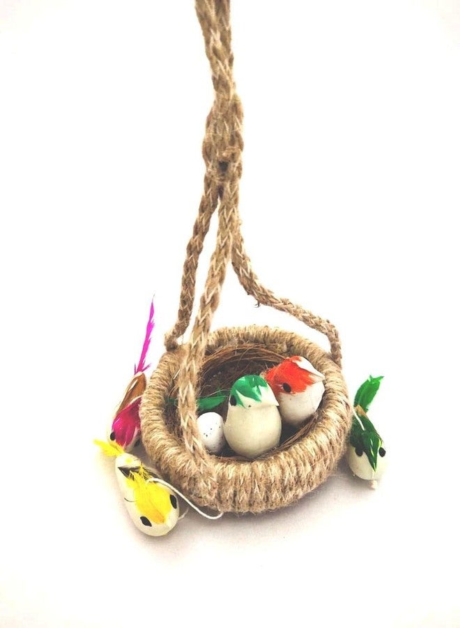 YOOKO® (2 Set of Nest with 5 Birds Each Artificial Mini Birds with Hanging Jute Nest for School Projects/Model Making or Decoration - Image 1