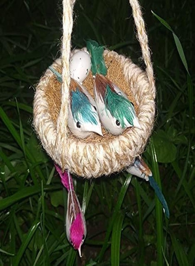 YOOKO® (2 Set of Nest with 5 Birds Each Artificial Mini Birds with Hanging Jute Nest for School Projects/Model Making or Decoration - Image 3