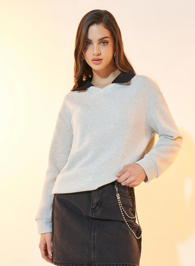 Take Two Regular Fit Contrast Collar Sweatshirt