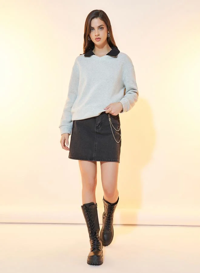 Take Two Regular Fit Contrast Collar Sweatshirt