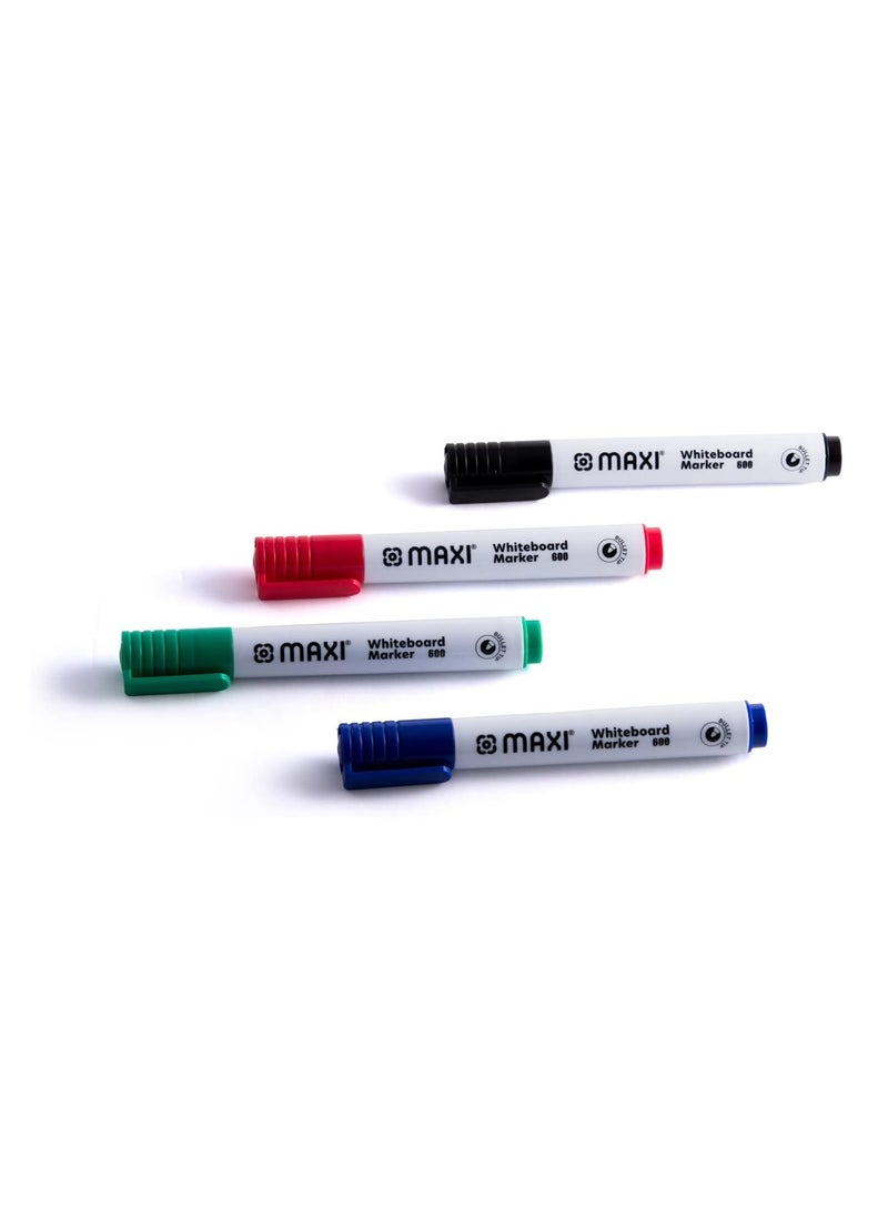 Maxi 4-Piece Dy Erase White Board Markers Round Tip Multicolour  - Image 2