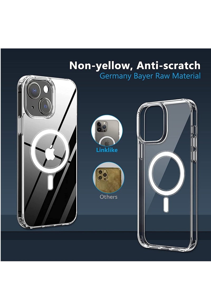 iPhone 14 Plus Magsafe Case 6.7 Inch Slim Thin Magnetic Case Yellowing-Resistant Shock Absorption Anti-Scratch and Anti-Drop Hard Back Crystal Case Compatible with iPhone 14 Plus Case