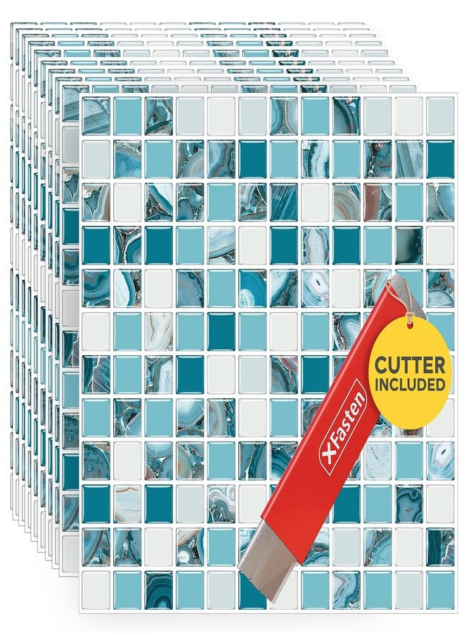 إكس فاستين بلاط حائط خلفي قابل للتقشير واللصق من XFasten - ١٠ قطع من بلاط الفسيفساء الكاريبي بمقاس ١٢ × ١٢ قدمًا للمطبخ - Image 1