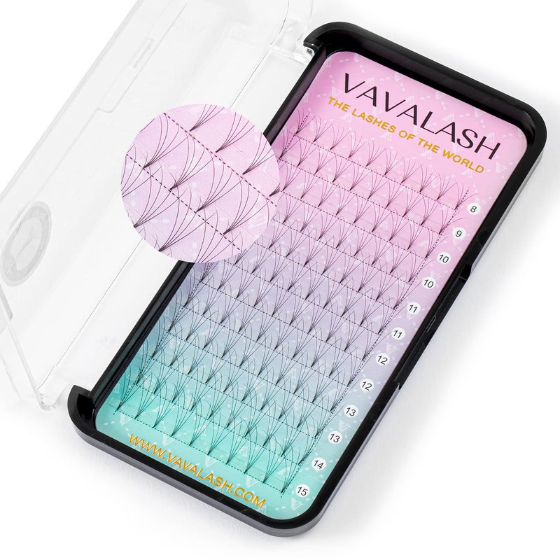VAVALASH Eyelash Extensions 3D 4D 5D 6D 7D 10D Thickness 00500701 CD Curl Eyelashes Short Stem heat bonded Premade Fans Russian Volume Prefanned Lash Extensions Supplies 4D007C14mm