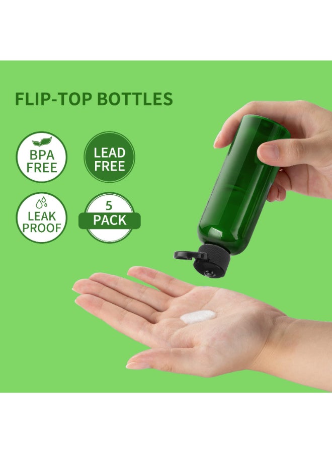 LISAPACK 34 oz Travel Bottles for Toiletries Plastic Travel Size Containers for Shampoo Conditioner TSA Approved Empty Small Squeeze for Lotion Leak Proof Mini Liquid Tube for Refillable Green - Image 4